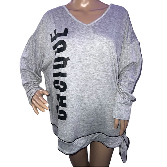 Cacique Other - CACIQUE | NWT GRAY PAJAMA TOP WITH BOLD LOGO BLOCK LETTERING
